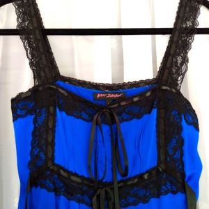 Vivid blue real silk Betsey Johnson slip dress
